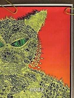 Original Vintage Blacklight Poster Psychedelic Cat Joe Roberts Jr. 1960s Pinup