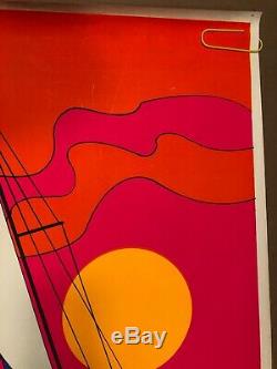 Original Vintage Blacklight Poster Psychedelic Sailboat 1970s Boat Ship Sailing