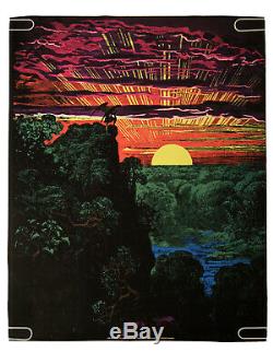 Original Vintage Blacklight Poster Satan Over Paradise Psychedelic Garden Eden