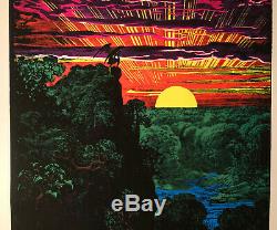 Original Vintage Blacklight Poster Satan Over Paradise Psychedelic Garden Eden