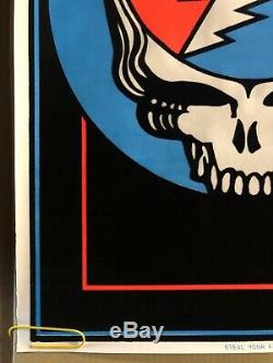 Original Vintage Blacklight Velvet Poster Steal Your Face Grateful Dead Skull