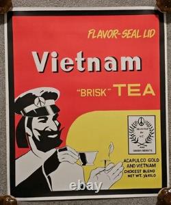 Original Vintage Counterculture Blacklight Poster Vietnam Brisk Tea Cannabis