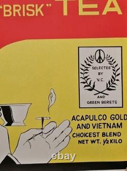 Original Vintage Counterculture Blacklight Poster Vietnam Brisk Tea Cannabis