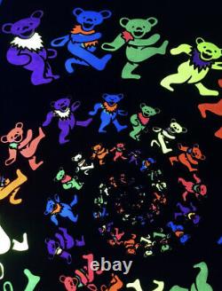 Original Vintage Grateful Dead Dancing Spiral Bears 35x23 Blacklight Poster