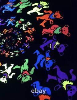 Original Vintage Grateful Dead Dancing Spiral Bears 35x23 Blacklight Poster