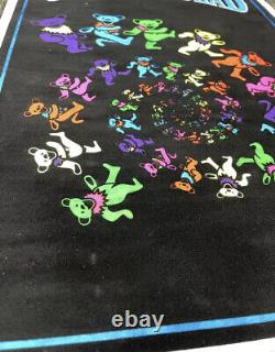 Original Vintage Grateful Dead Dancing Spiral Bears 35x23 Blacklight Poster