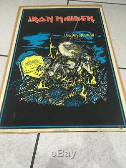 Original Vintage Iron Maiden Velvet Blacklight Poster'Live After Death' 1984