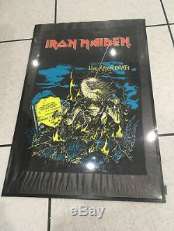 Original Vintage Iron Maiden Velvet Blacklight Poster'Live After Death' 1984