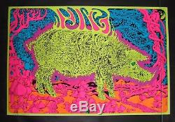 Original Vintage PIG blacklight poster Joe Roberts Jr. Psychedelic 1970 Mint NOS