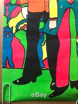 Original Vintage Poster All You Need Is Love The Beatles 1960s Music Blacklight