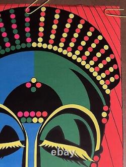 Original Vintage Poster Eve psychedelic African mask 1960s black light Pin Up