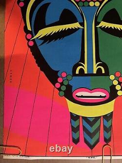 Original Vintage Poster Eve psychedelic African mask 1960s black light Pin Up