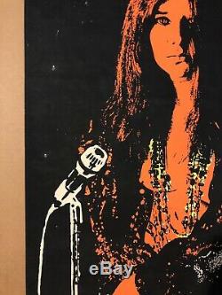 Original Vintage Poster Janis Joplin 1960s Music Blacklight Retro Pin Up