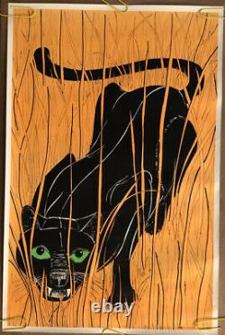 Original Vintage Poster Orange Tiger Black Light Panther Animal Zoo Cartoon