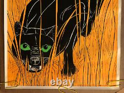 Original Vintage Poster Orange Tiger Black Light Panther Animal Zoo Cartoon