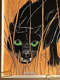 Original Vintage Poster Orange Tiger Black Light Panther Animal Zoo Cartoon