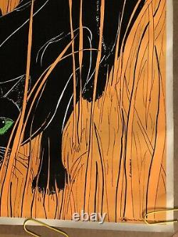 Original Vintage Poster Orange Tiger Black Light Panther Animal Zoo Cartoon