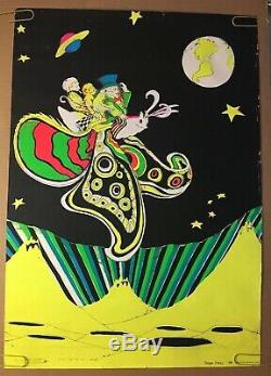 Original Vintage Poster Psychedelic Space Butterfly 1960s Blacklight Neon Retro