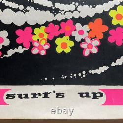 Original Vintage Poster SURFS UP BEAR Blacklight 1970's By Pacific Screen