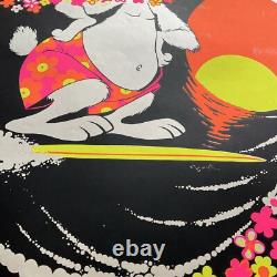 Original Vintage Poster SURFS UP BEAR Blacklight 1970's By Pacific Screen