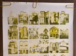 Original Vintage Poster San Francisco Row Houses Yellow Black Light Street Pinup