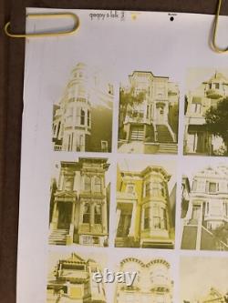 Original Vintage Poster San Francisco Row Houses Yellow Black Light Street Pinup
