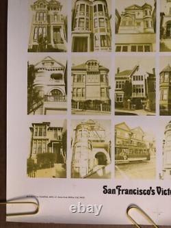 Original Vintage Poster San Francisco Row Houses Yellow Black Light Street Pinup