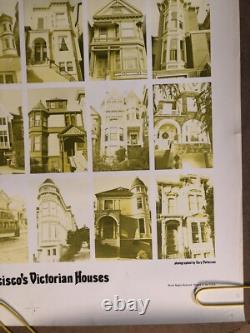 Original Vintage Poster San Francisco Row Houses Yellow Black Light Street Pinup