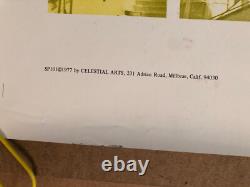 Original Vintage Poster San Francisco Row Houses Yellow Black Light Street Pinup