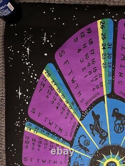 Original Vintage Poster Space Time Chart Astrology Stars Black Light 1970's