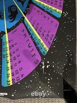 Original Vintage Poster Space Time Chart Astrology Stars Black Light 1970's