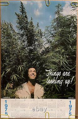 Original Vintage Poster Things are looking up marijuana weed calendar 1975 pot