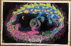 Original Vintage Poster lunar dragons velvet Blacklight Psychedelic Pin Up