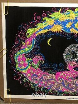 Original Vintage Poster lunar dragons velvet Blacklight Psychedelic Pin Up