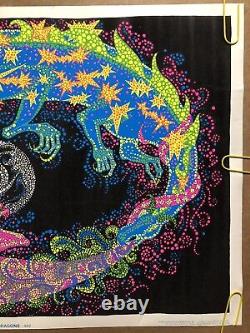 Original Vintage Poster lunar dragons velvet Blacklight Psychedelic Pin Up