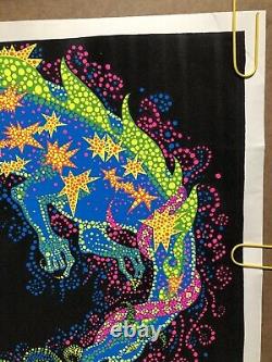 Original Vintage Poster lunar dragons velvet Blacklight Psychedelic Pin Up