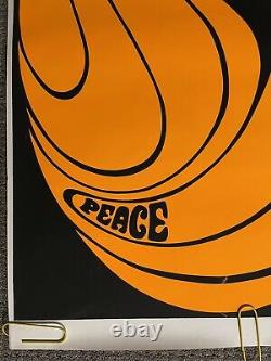 Original Vintage Poster peace woman psychedelic hair Orange Blacklight 1960s