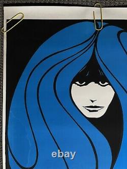 Original Vintage Poster peace woman psychedelic hair blue Blacklight 1960s