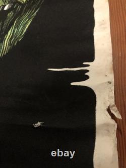 Original Vtg 1976 SKULL Velvet Blacklight Poster STRANGER THINGS Eddie Flawed