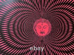 Original vintage poster blacklight Buddha Psychedelic 1960s Mediation Peace