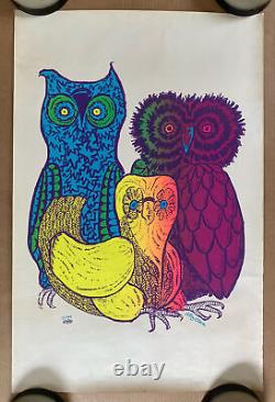 Owls Blacklight Poster Original Vintage 1967 Arron Psychedelic Leroy Olson Owl