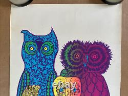 Owls Blacklight Poster Original Vintage 1967 Arron Psychedelic Leroy Olson Owl