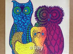 Owls Blacklight Poster Original Vintage 1967 Arron Psychedelic Leroy Olson Owl