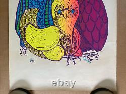 Owls Blacklight Poster Original Vintage 1967 Arron Psychedelic Leroy Olson Owl
