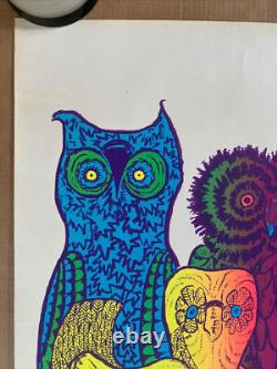 Owls Blacklight Poster Original Vintage 1967 Arron Psychedelic Leroy Olson Owl