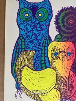 Owls Blacklight Poster Original Vintage 1967 Arron Psychedelic Leroy Olson Owl