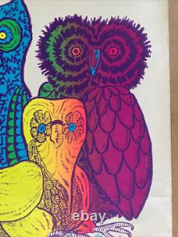 Owls Blacklight Poster Original Vintage 1967 Arron Psychedelic Leroy Olson Owl