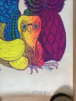 Owls Blacklight Poster Original Vintage 1967 Arron Psychedelic Leroy Olson Owl