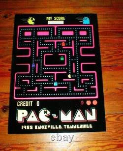 PAC-MAN 1982 FLOCKED BLACK LIGHT POSTER Knoxville Tennessee