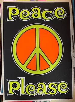 PEACE PLEASE VINTAGE 1969 ANTI WAR BLACKLIGHT POSTER By HIP PRODUCTS -NICE